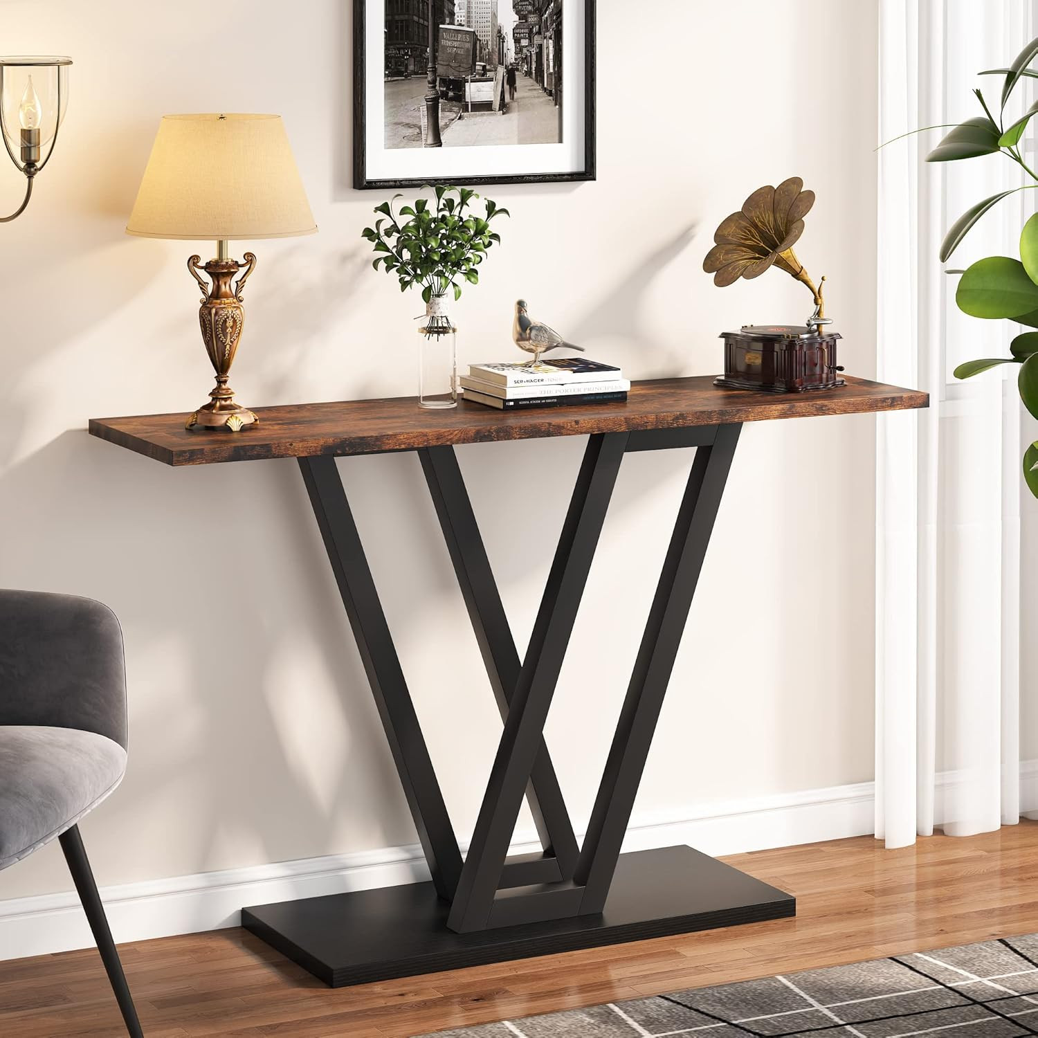 Console Table, Industrial Hallway Table for Entryway, 43 Inch Entryway Tables Na