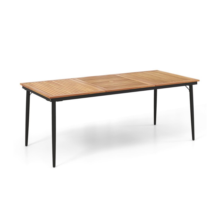 79in Long Acacia Wood Patio Table 35.5in Wide 165lb 1.9in Umbrella Hole