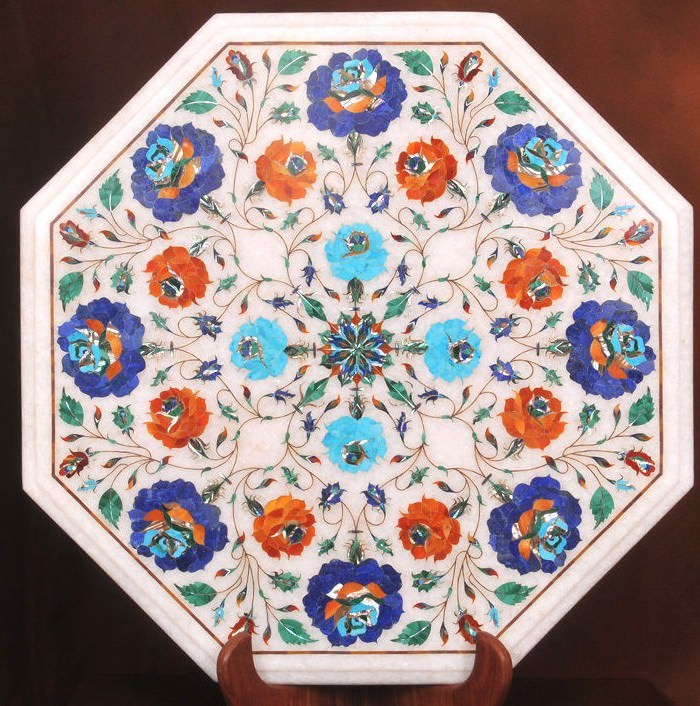 15″ marble side / end coffee Table Top Inlay stone art Marquetry decor
