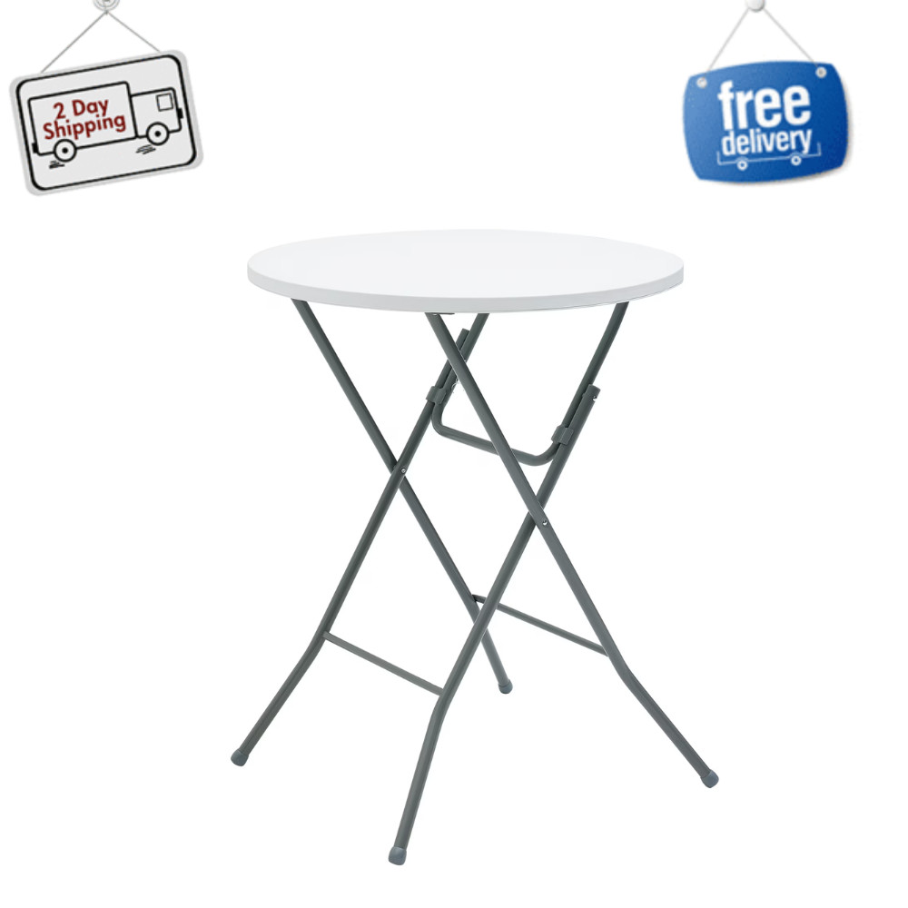 Mainstays 31″ Round High-Top Folding Table, White Portable Cocktail Bar Bistro