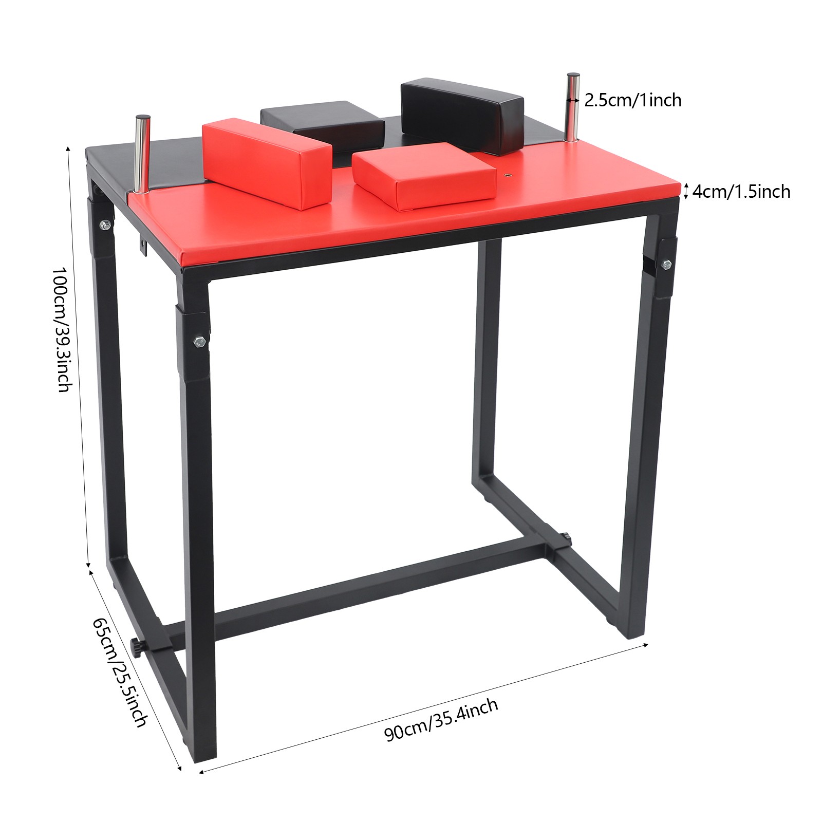 Foldable Arm Wrestling Table, w/ Elbow+Forearm Pads, Bar Game Table, Black+Red