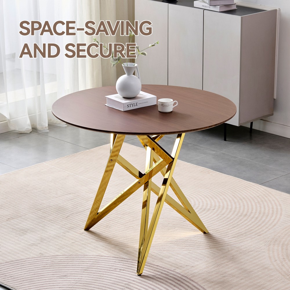 37Inc Round Dining Table Small Round Kitchen Table With Silver Metal Legs