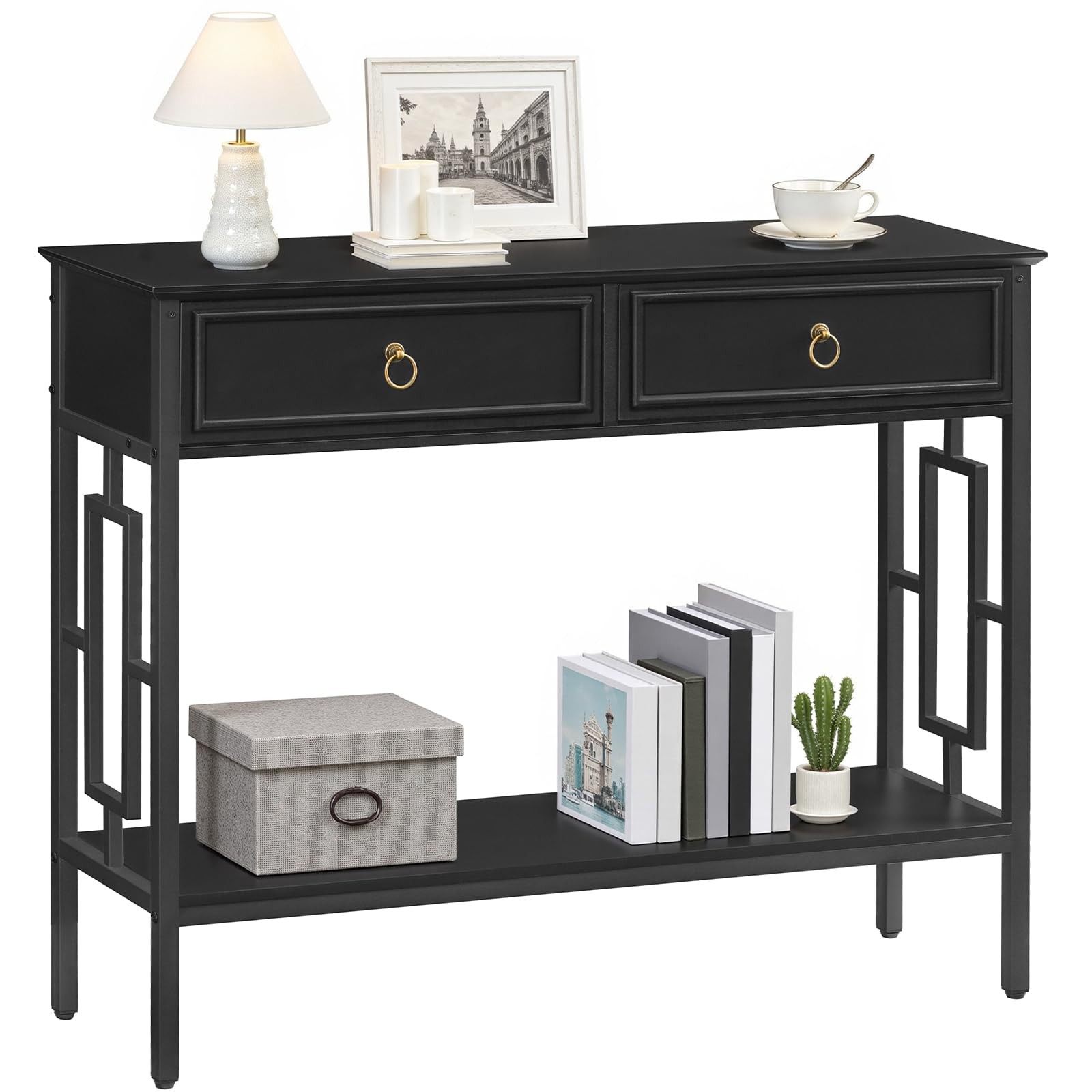 Console Table with 2 Drawers, Entryway Table with Storage Shelf, Entrance Acc…