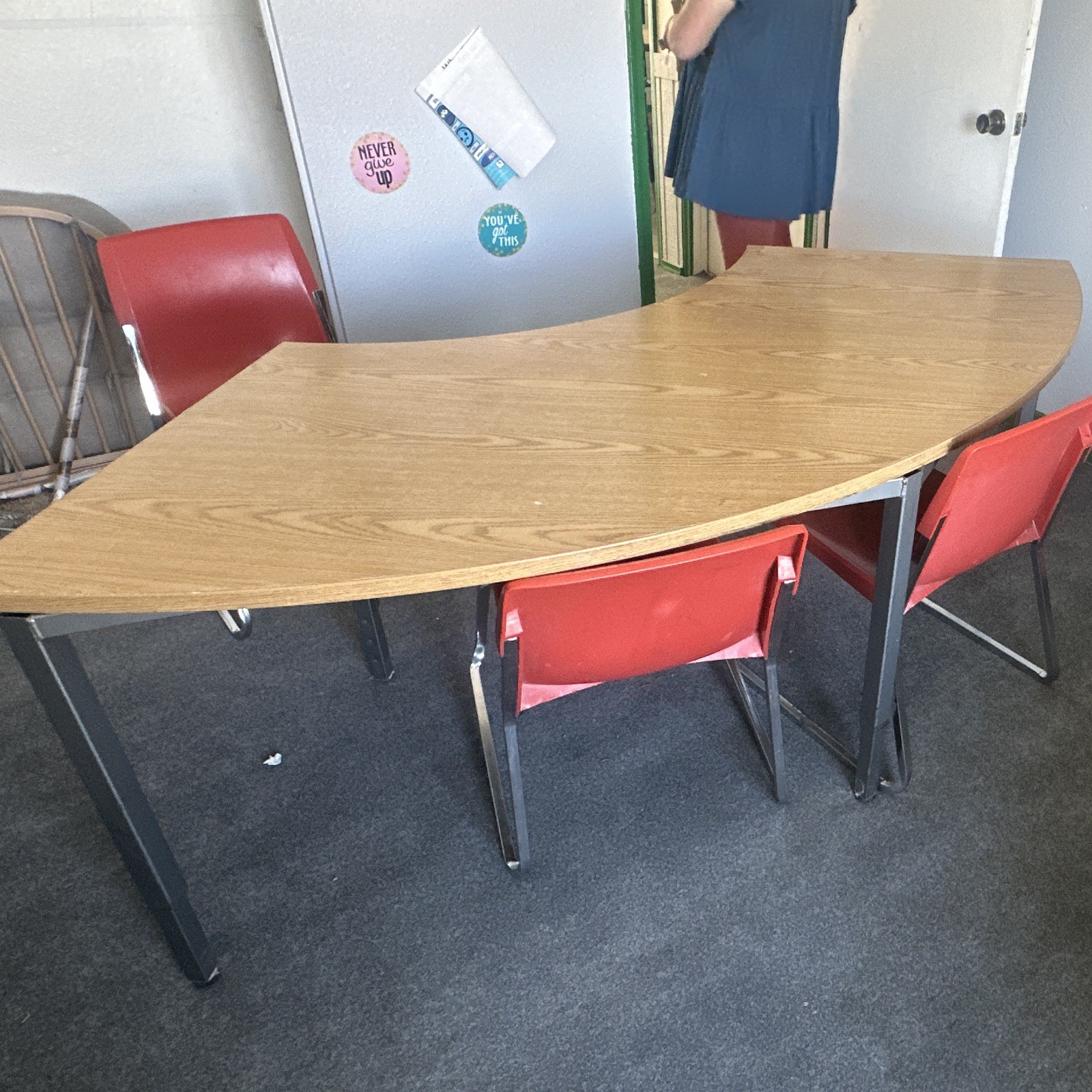 Kidney Shaped Indoor Table – Brown Finish, Medium Wood Tone Accent