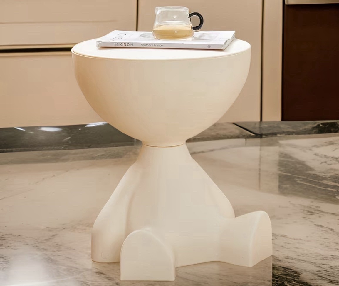 Milky White Side Table with storage, Plant Pot Stand Home Decor, Coffee Table
