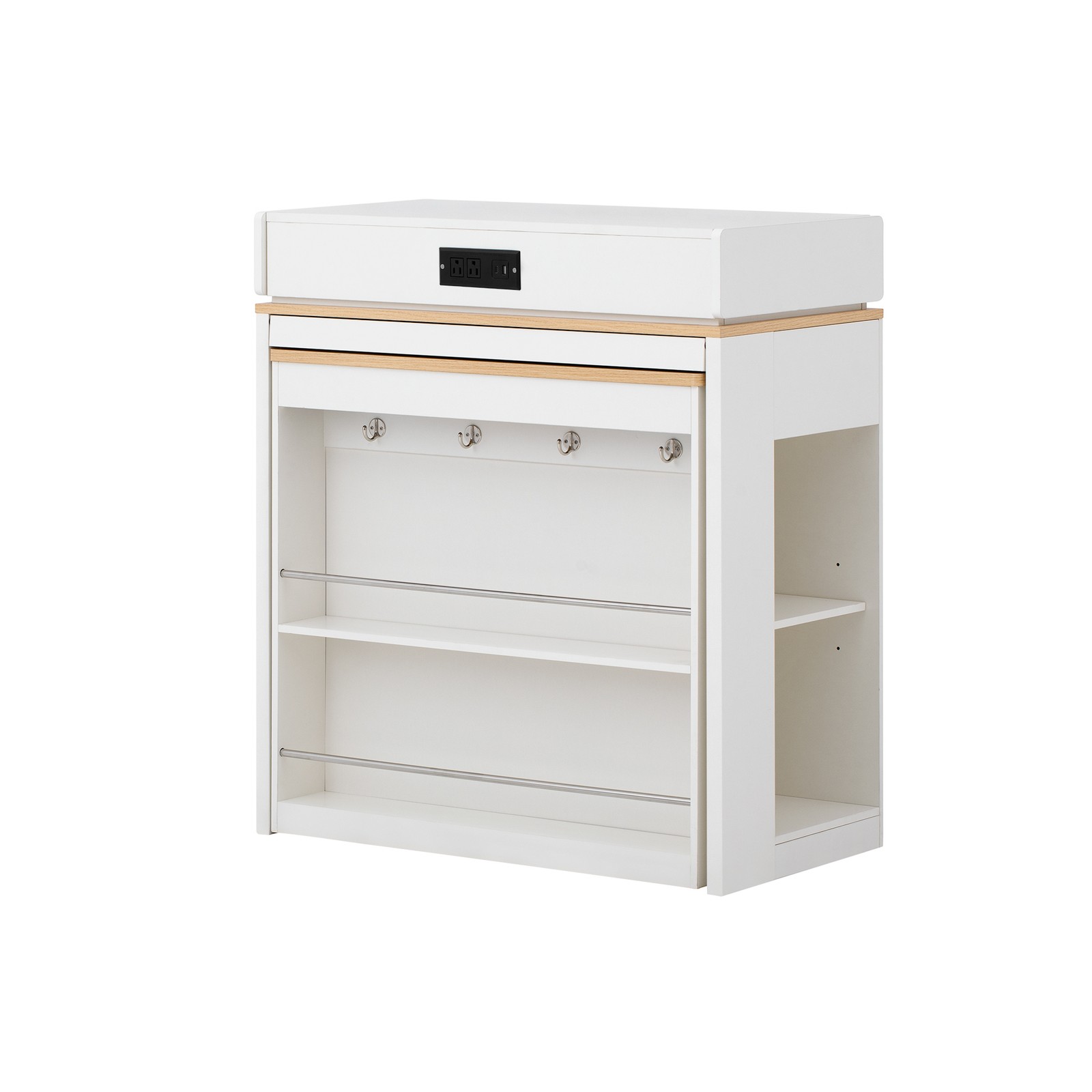 Extendable Dining Table with Folding Top, Drawers & Power Outlet