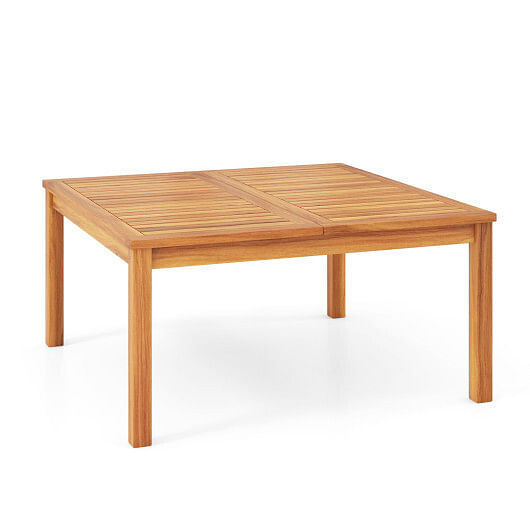 35.5 Inches Patio Solid Acacia Wood Coffee Table Side Table – Color: Natural