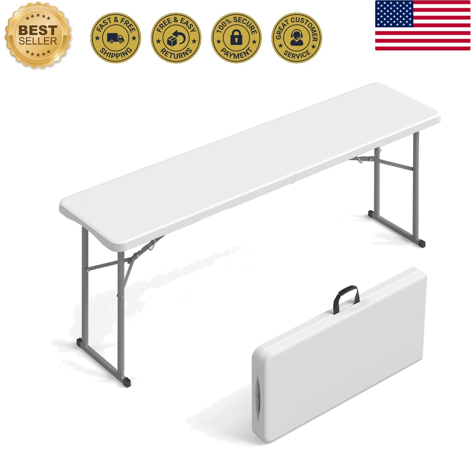 Compact 6 FT Folding Table with Locking Mechanism – Safety & Style Combined
