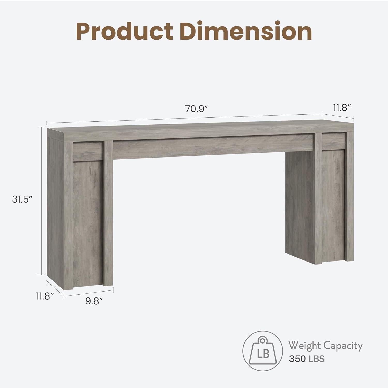 70.9-Inch Extra Long Console Table, Farmhouse Sofa Table with Widened Tabletop