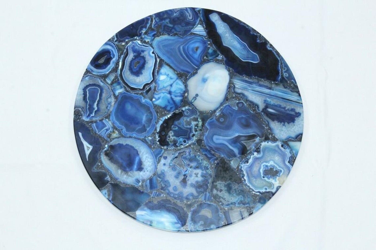 Blue Agate Coffee Table , Agate Patio Side Table , Epoxy Corner Table for Hotel