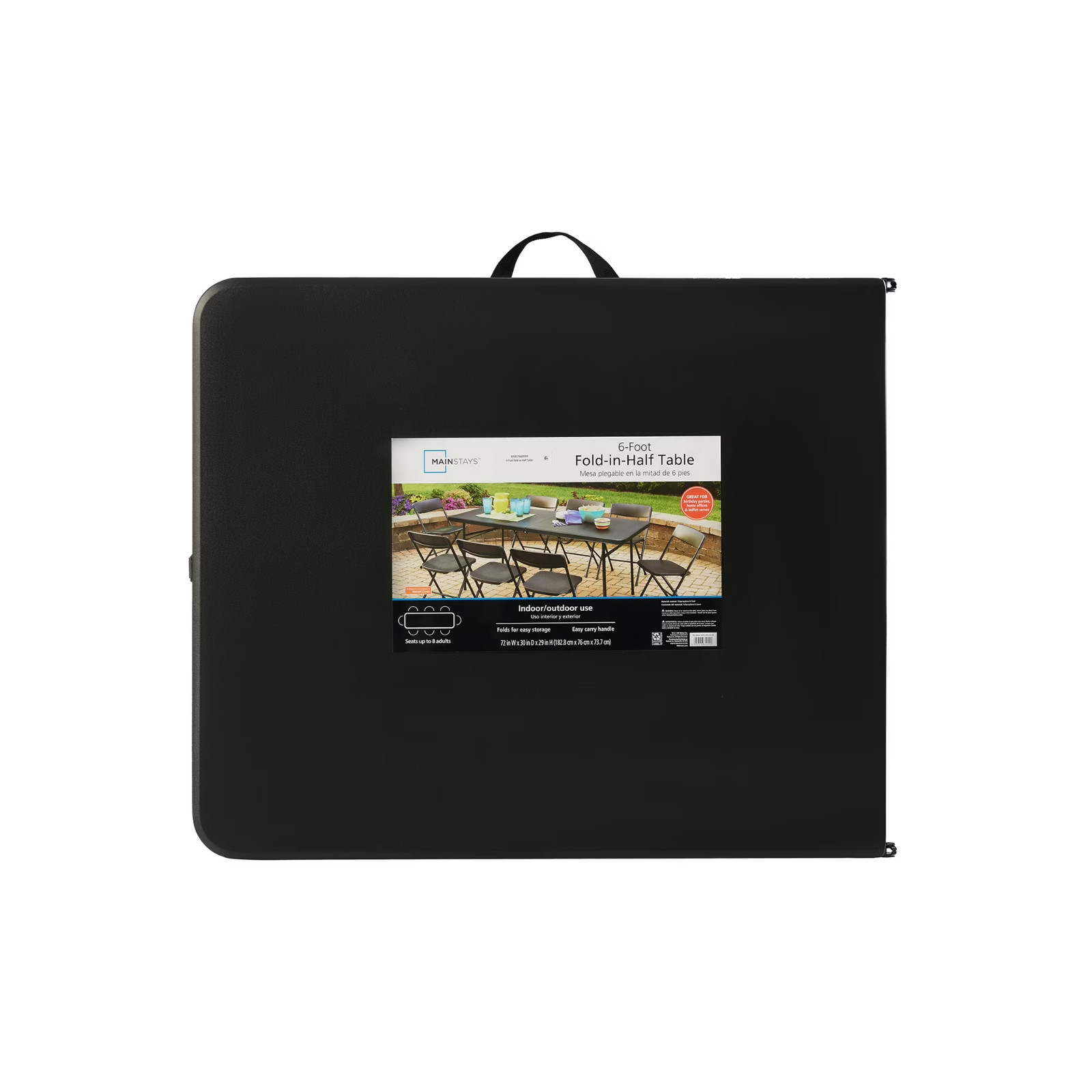 Mainstays 6 Foot Bi-Fold Plastic Folding Table – Black