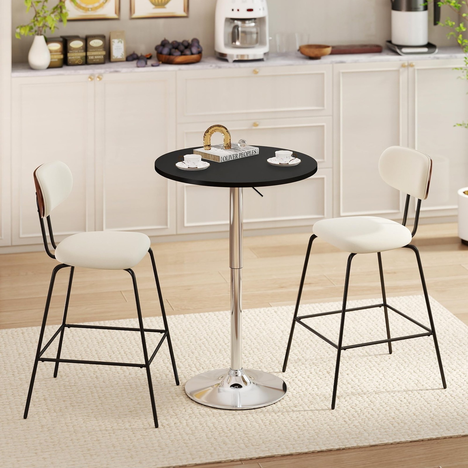 NOBPEINT Round Pub Table Height Adjustable Bar Table 27-36 inches, 360 Swivel