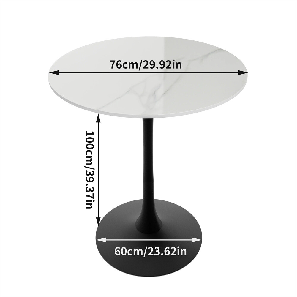 39.4″ H Bar Table Height Kitchen Breakfast Table Marble Top Heavy Metal Pedestal