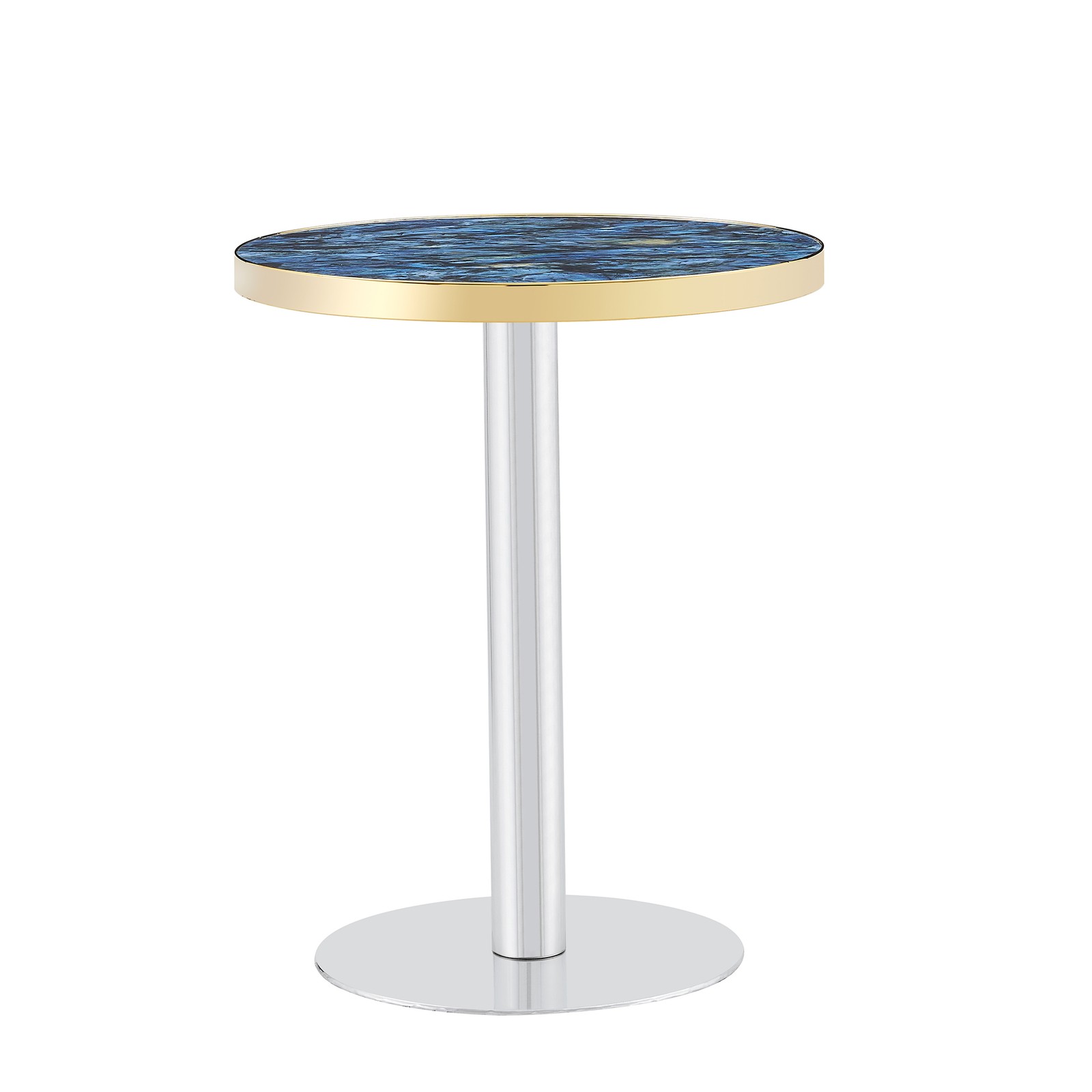 23.6″ Round MDF Bistro Table with Stainless Steel Edge & Metal Legs