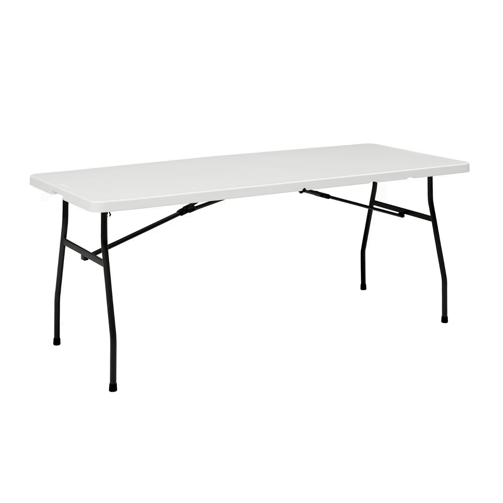 Mainstays White 6 Foot Fold-in-Half Plastic Table, Scratch Resistant, 29 in H