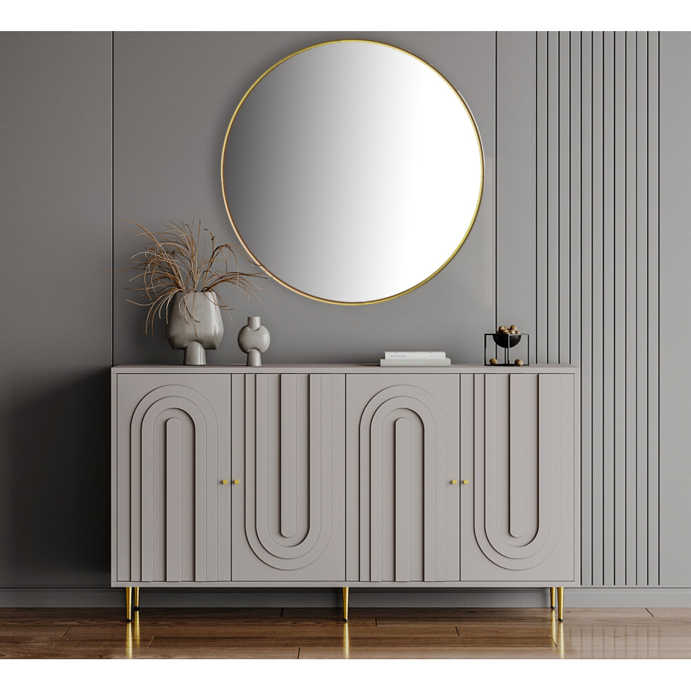 Modern Lacquered Wooden 4-Door Cabinet Sideboard for Living Room & Dining Room