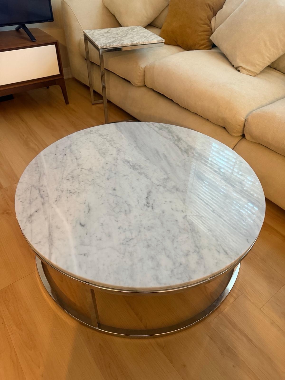 CB2 Low Marble Coffee Table 33*12 In