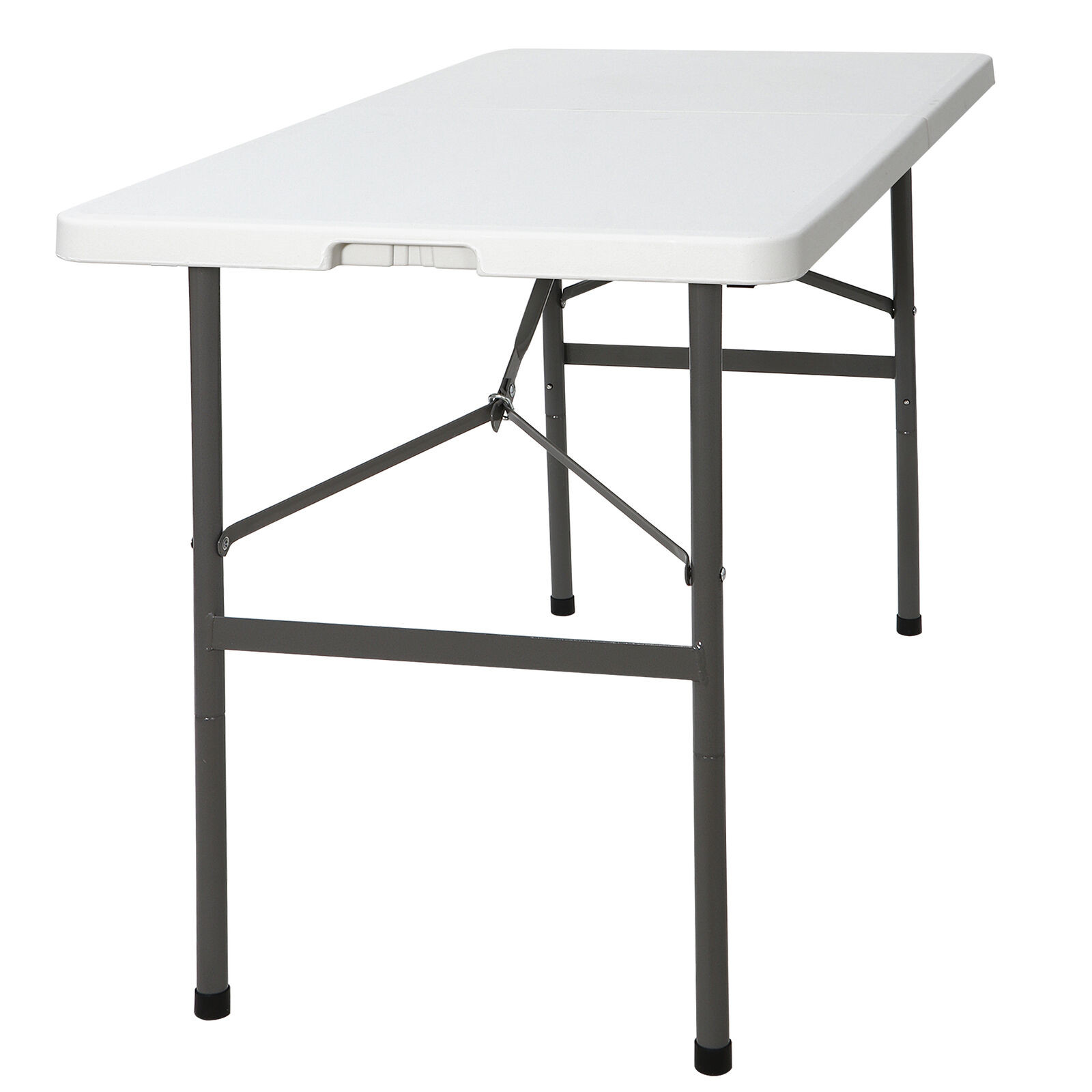 2PCS 4FT x 2FT Plastic Folding Picnic Table Lightweight for Camping Party White