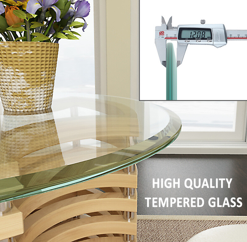 24″-40″ Inch Round Tempered Glass Table Top 1/2” Thick Beveled Polished Edge