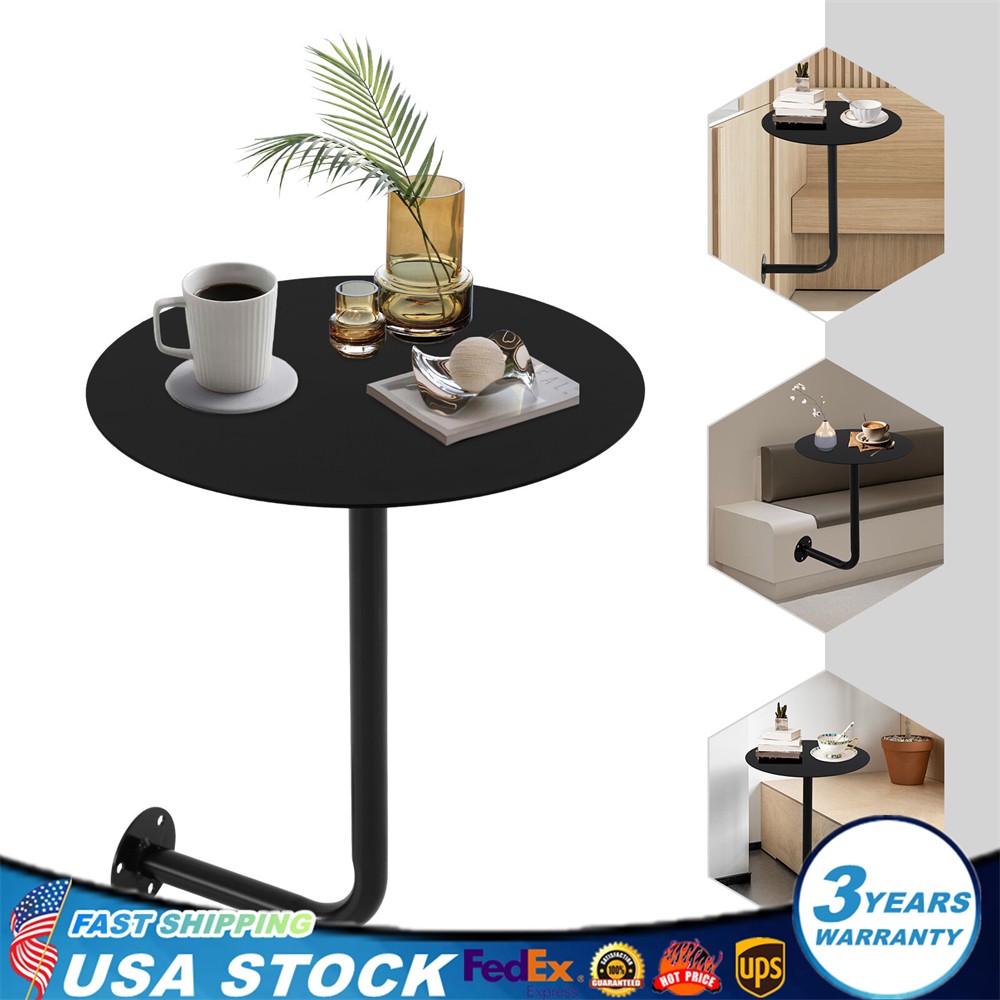 Black Coffee Table Wall-mounted Bar Table Modern Pub Table for Home/Commercial