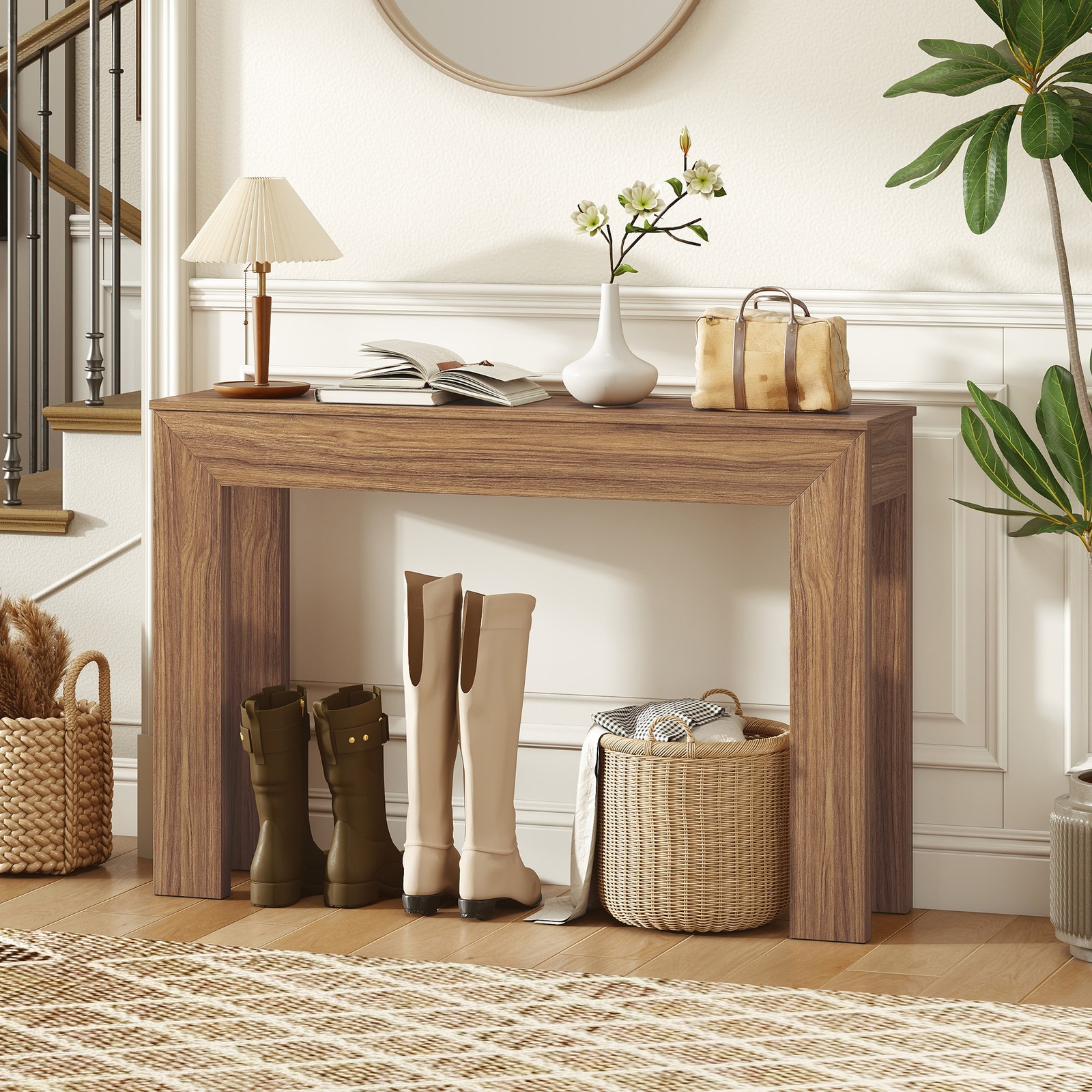 Console Table Modern, 47″ Entryway Table, Walnut Refurbished