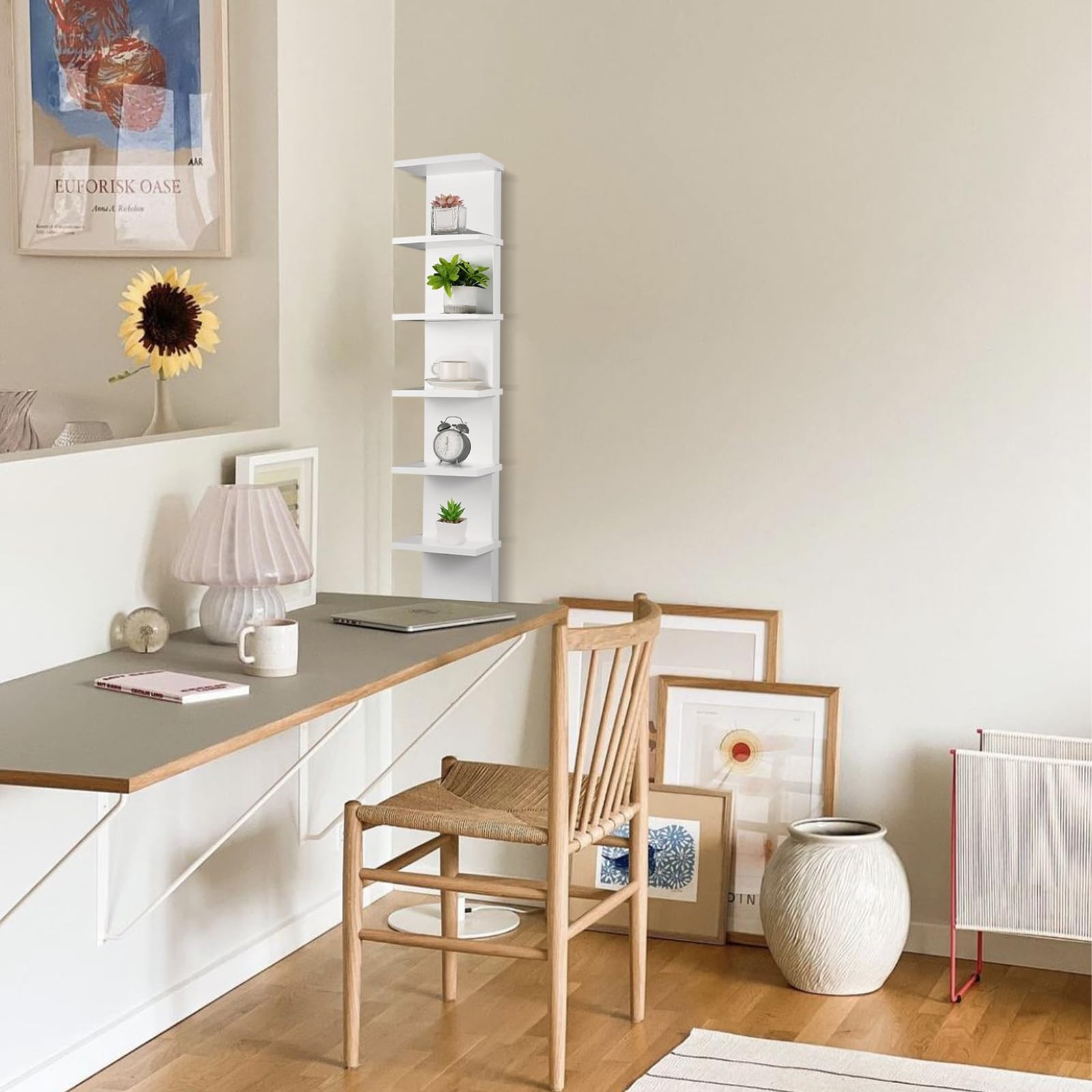 YEXEXINM 7 Tier Wall Shelf Unit 43 inches x 7.2 x 5.5 inches, White
