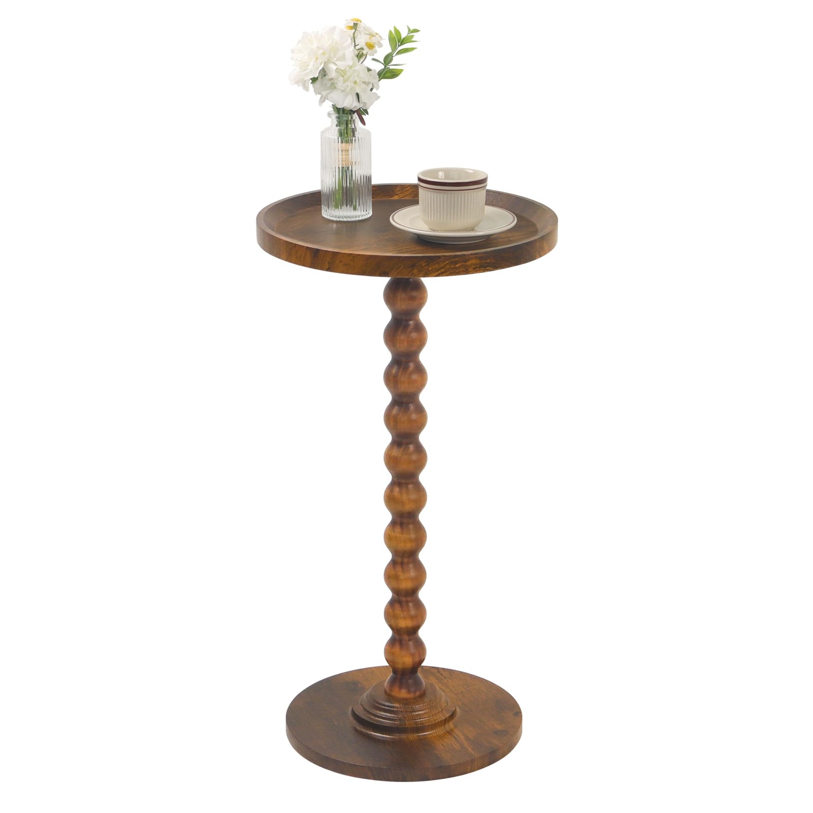 Small Side Table Round End Drink Accent Nightstand Office Couch Rustic Brown