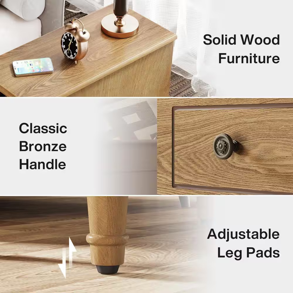 Kerlin 23.62 In. W Light Brown Rectangle Fully Assembled Wood End Side Table 3-D