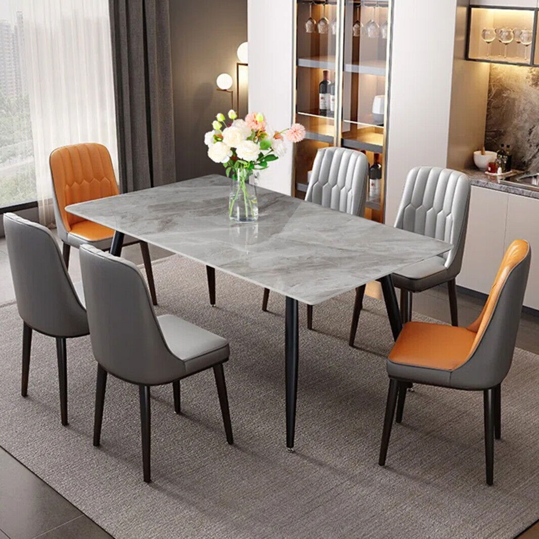 Dining Table Natural Texture Slate for Dining Room Kitchen Seat 6-8 People 48 in