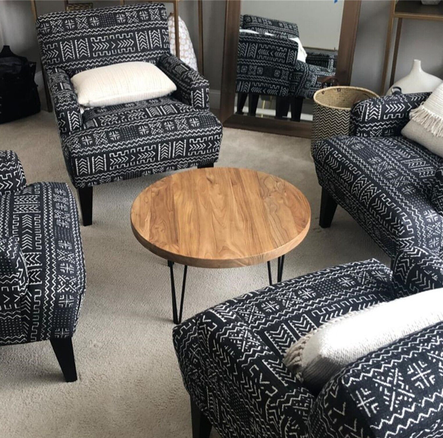 Rustic Round Old Elm Wooden Coffee Table Home Furniture for Living Room Decor