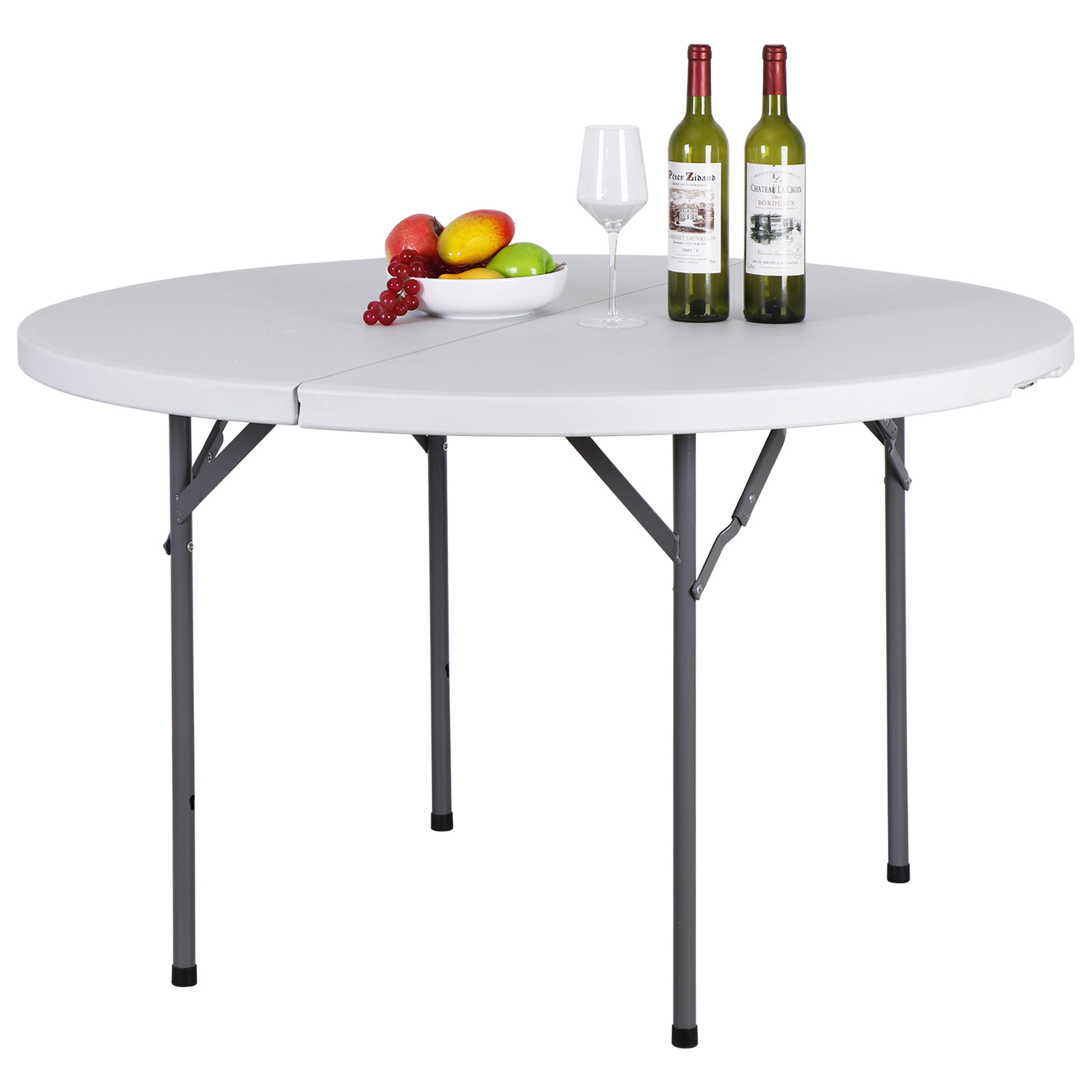 4 FT Round Folding Card Table 48″ Indoor Outdoor Portable Plastic Camping Table