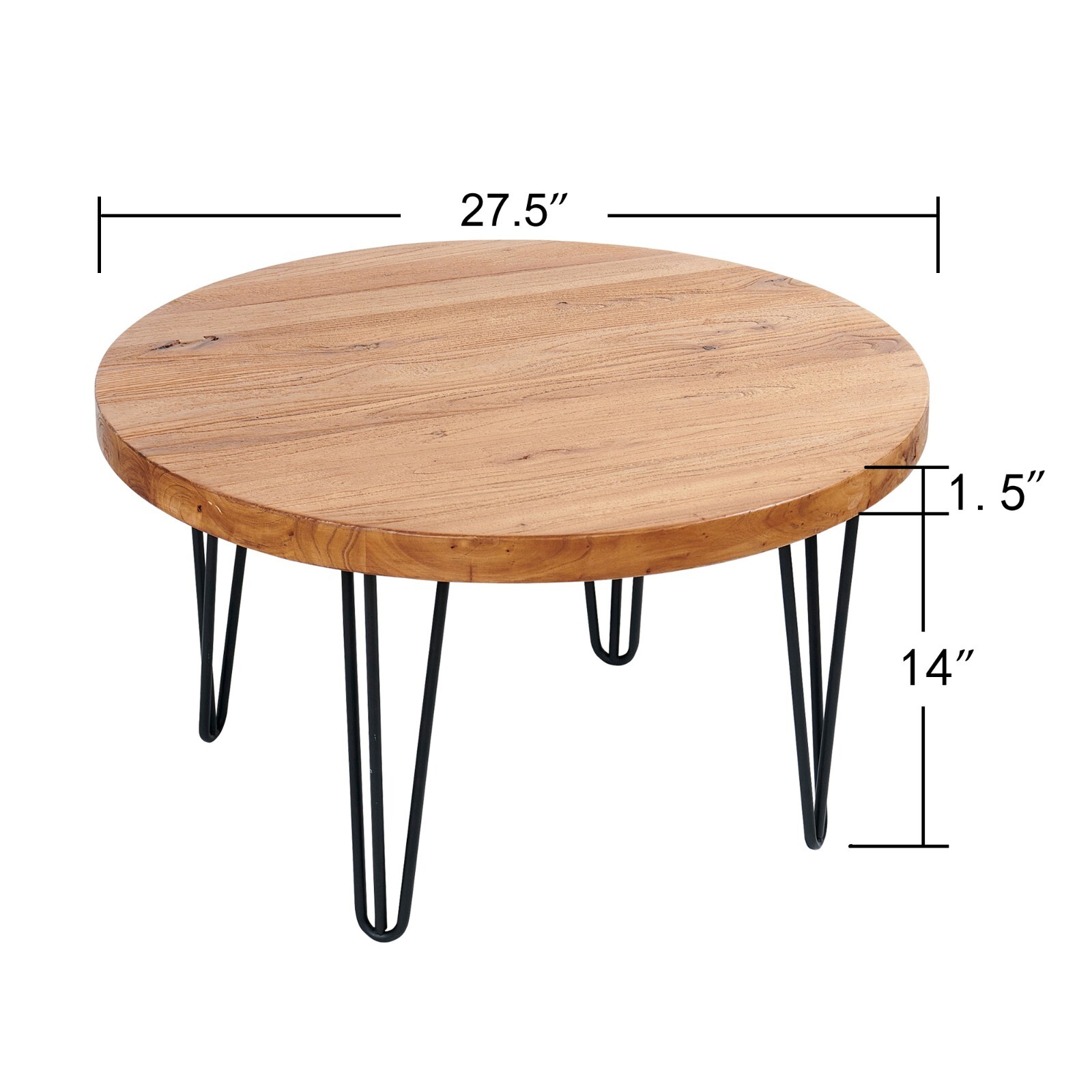 Rustic Round Old Elm Wooden Coffee Table Home Furniture for Living Room Decor