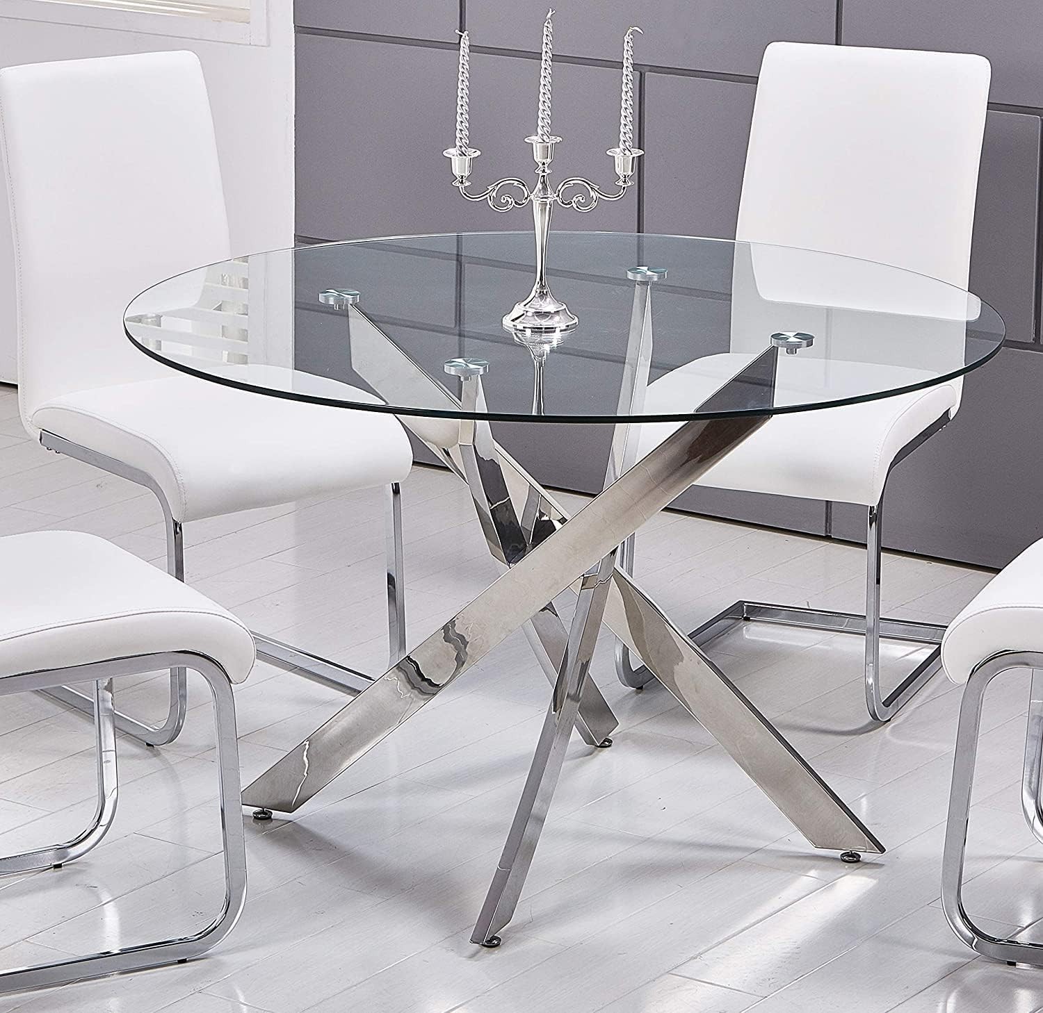 Elegant 23 Inch Round Clear Tempered Glass Table Top with Polished Edges