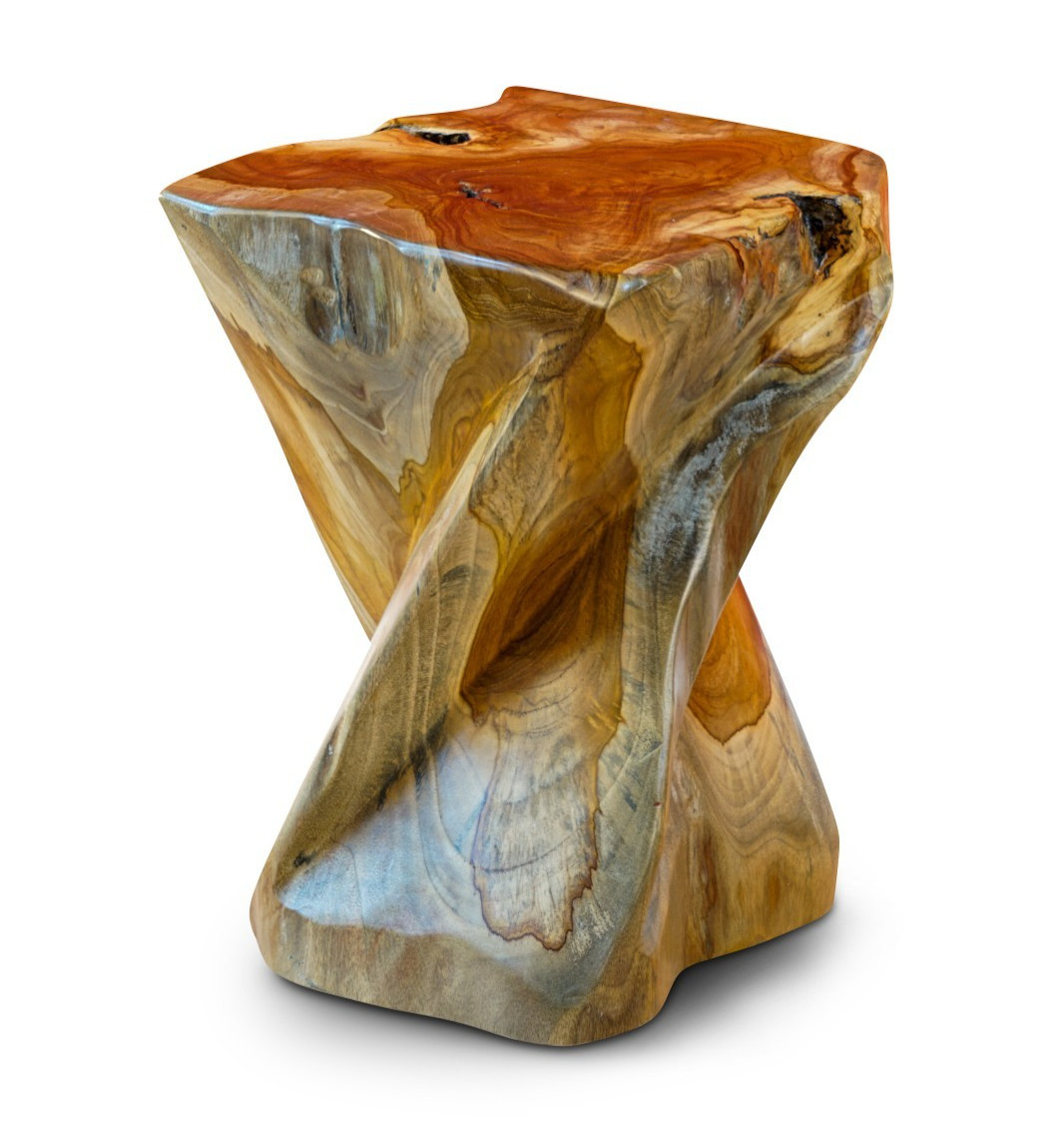 Kinaree Teak Root Hourglass Side Table Indonesien Brown 30x30x43 cm New