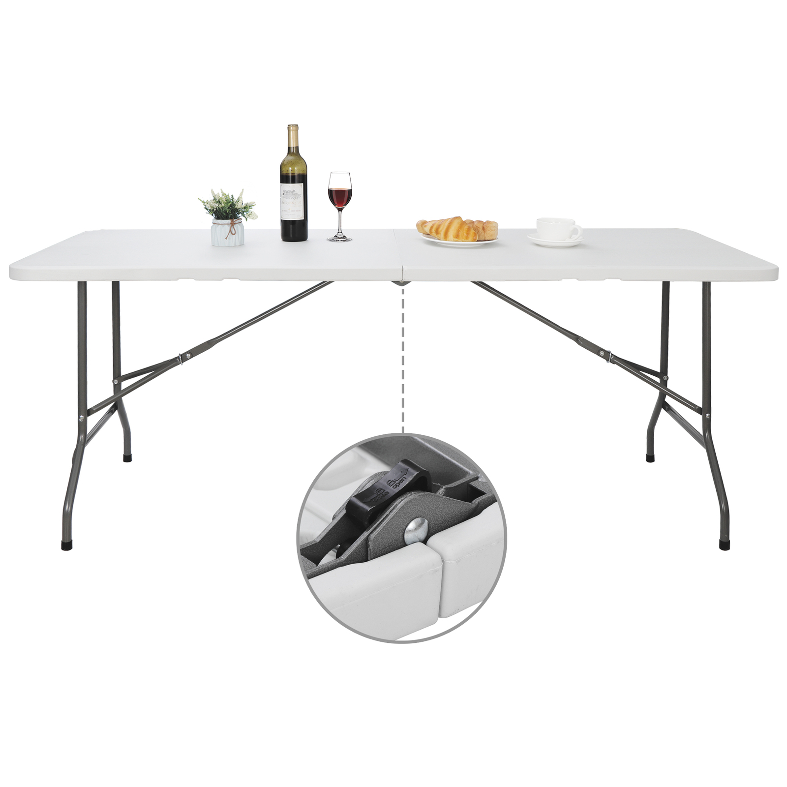 6′ Folding Table Portable Plastic Indoor Outdoor Picnic Party Camp Dining White