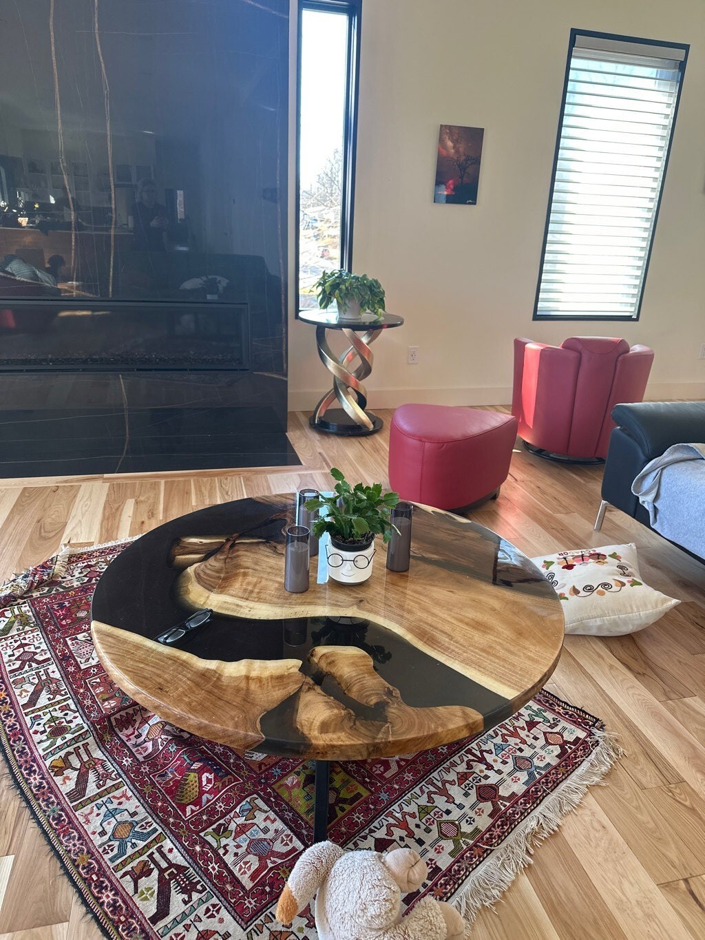 Black Resin Epoxy Coffee Table for Home Decor