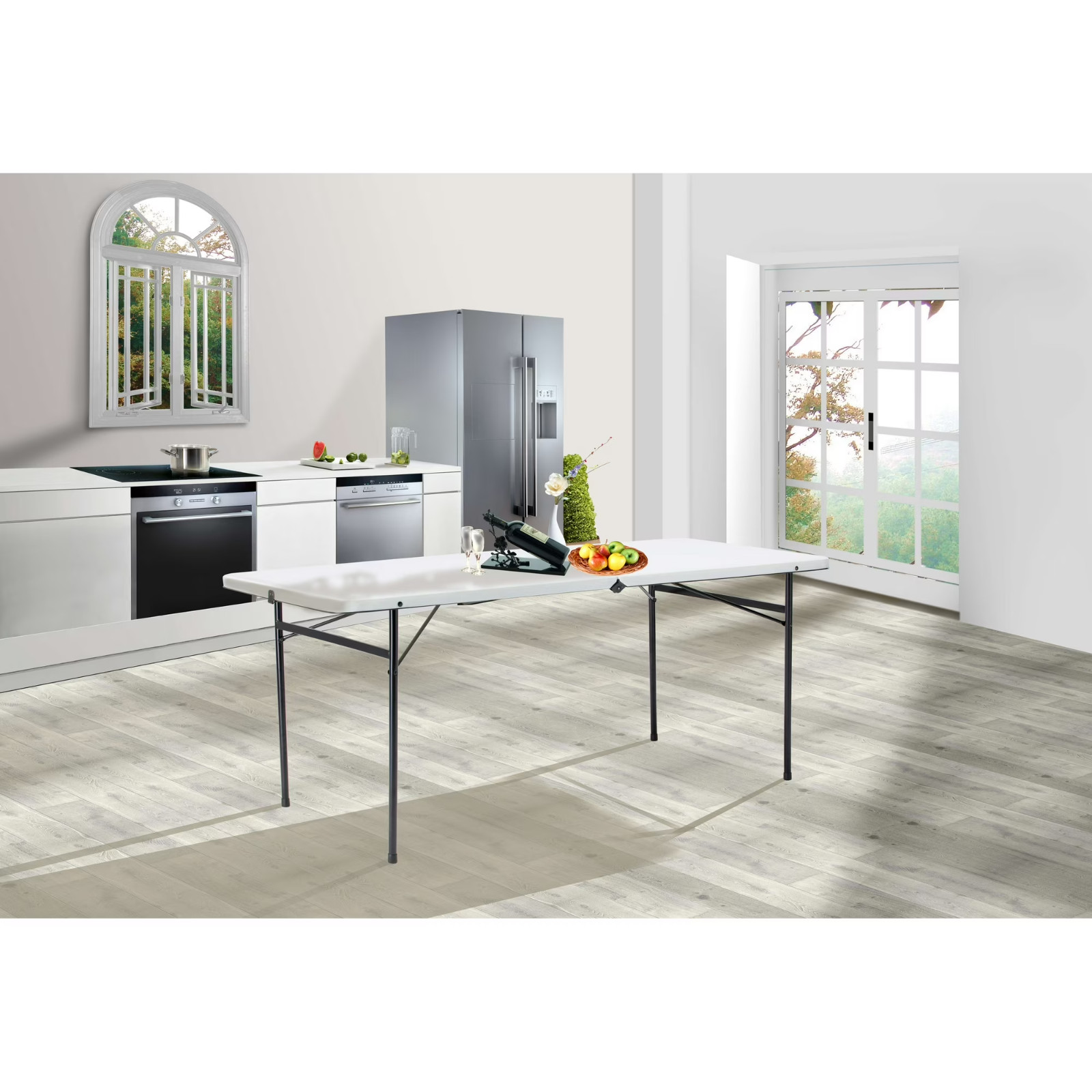 Mainstays 6 Foot Bi-Fold Plastic Folding Table, White Free Ship US
