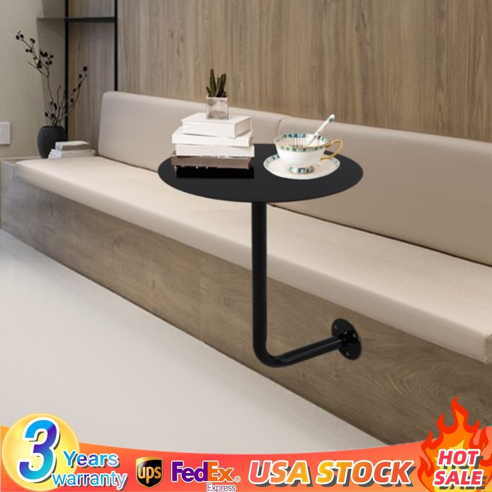 Round Pub Table Black Bar Table Wall Mounted Iron Cocktail Table Bistro Table