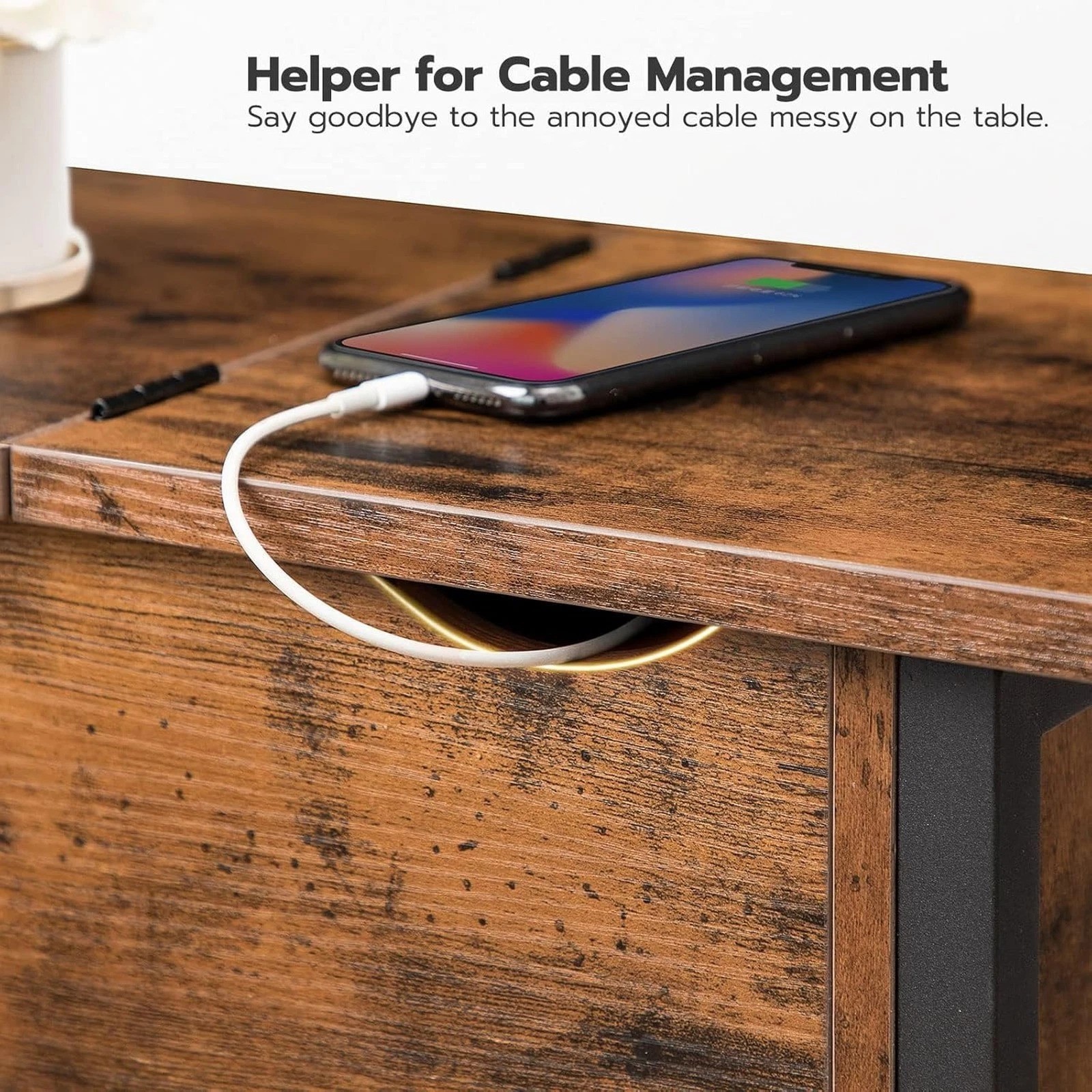 End Table with Charging Station, Narrow Nightstand, Flip Top with USB Ports