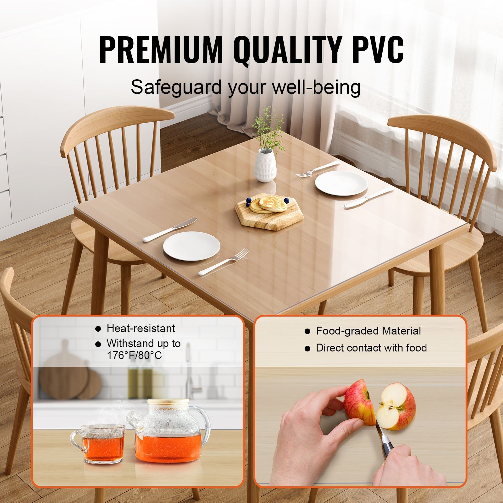 Clear Table Cover Protector, 12″ x 12″/ 305 x 305 mm Table Cover, 1.5 mm Thick