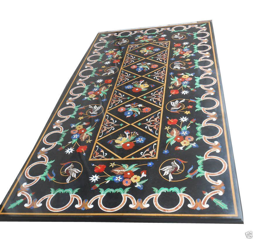 4’x2′ black Marble dining Coffee Center Table Top inlay Mosaic decor antique k56