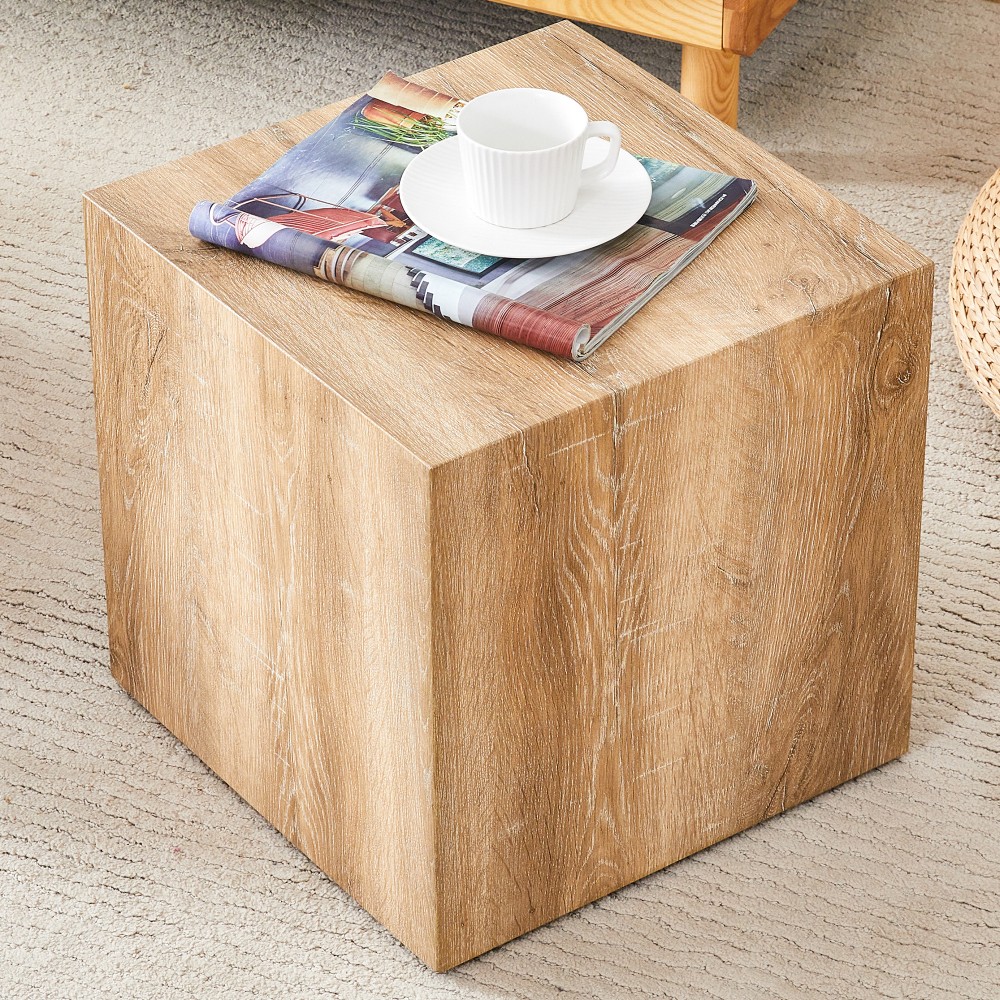 Modern Square MDF Coffee Table, Light Wood Texture, Minimalist Design