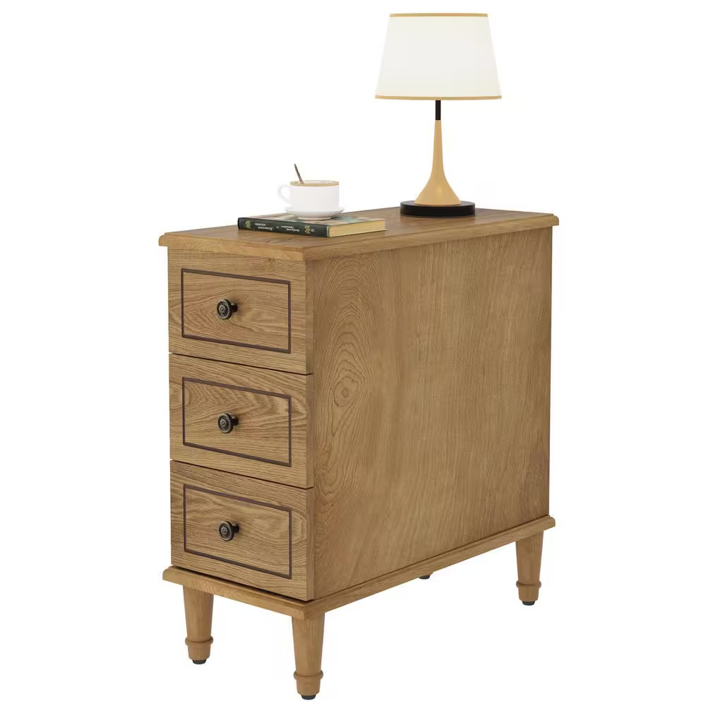 Kerlin 23.62 In. W Light Brown Rectangle Fully Assembled Wood End Side Table 3-D