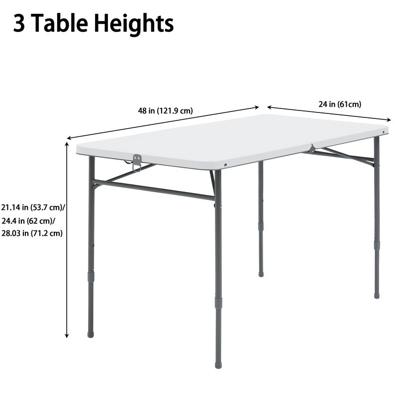 Folding Table Adjustable Portable Indoor Outdoor Easy Clean Compact 4 Adults New