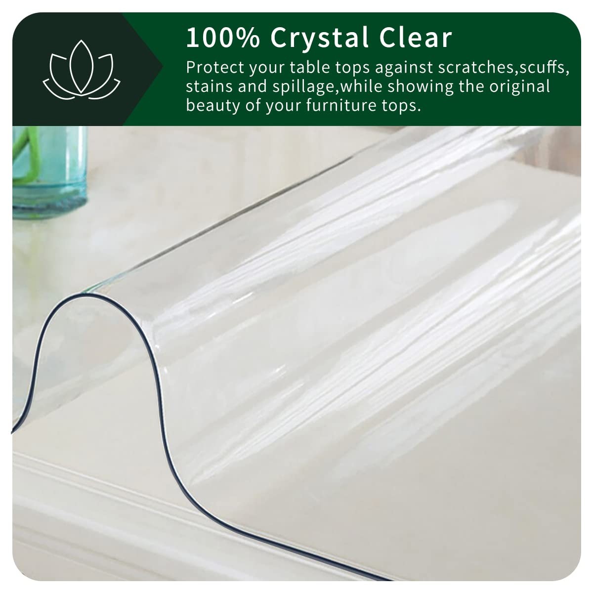 Plastic Table Protector,12×24 Inch,Clear PVC Vinyl,Heatproof,For Wood Furniture
