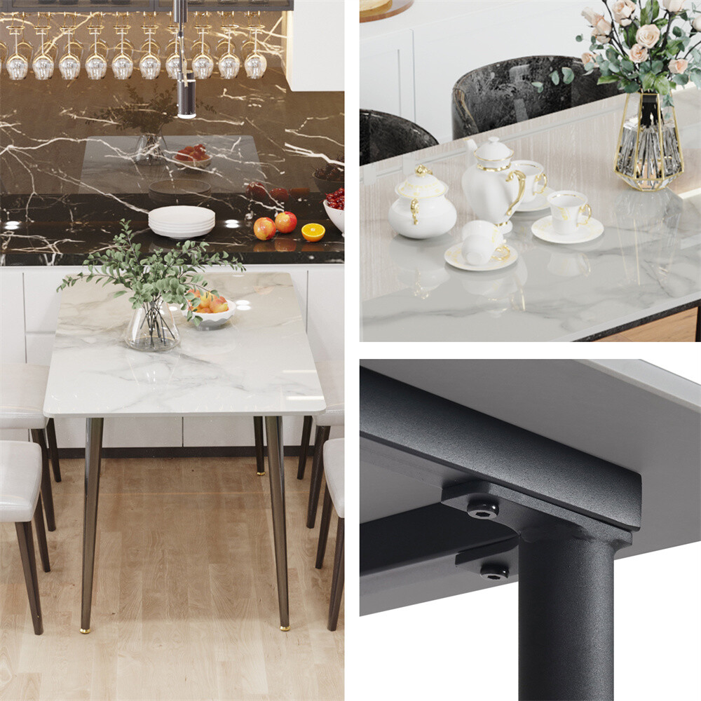 Slate Dining Table Rectangular Kitchen Table Breakfast Furniture for 6-Person US