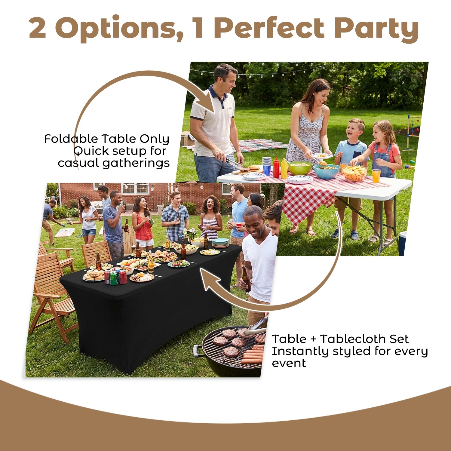 6Ft Plastic Folding Table Heavy Duty Fold-in-Half with Handle for Camping,Party
