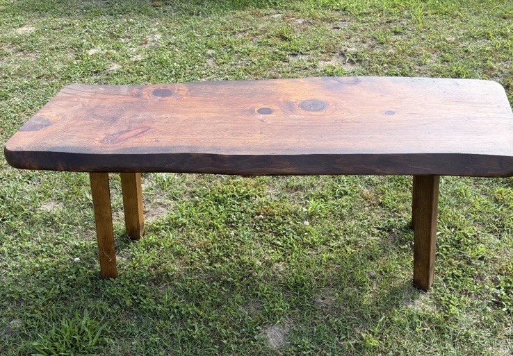 Vtg Mid-Century Modern Free Form Live Edge Pinewood Coffee Table 19.5 X 48 X 18