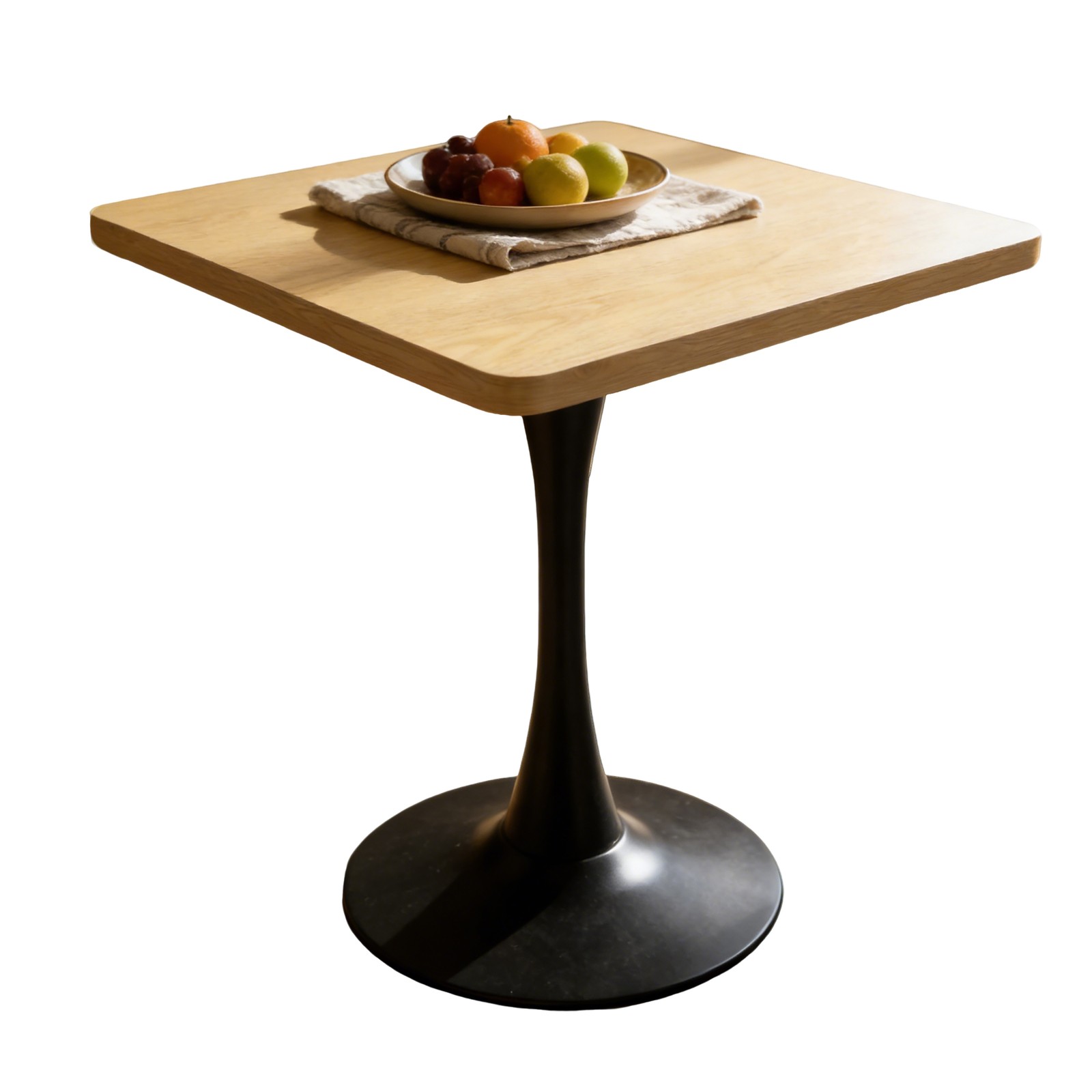 27.6″ Square Tulip Dining Table Mid-Century Modern Pedestal Base Natural