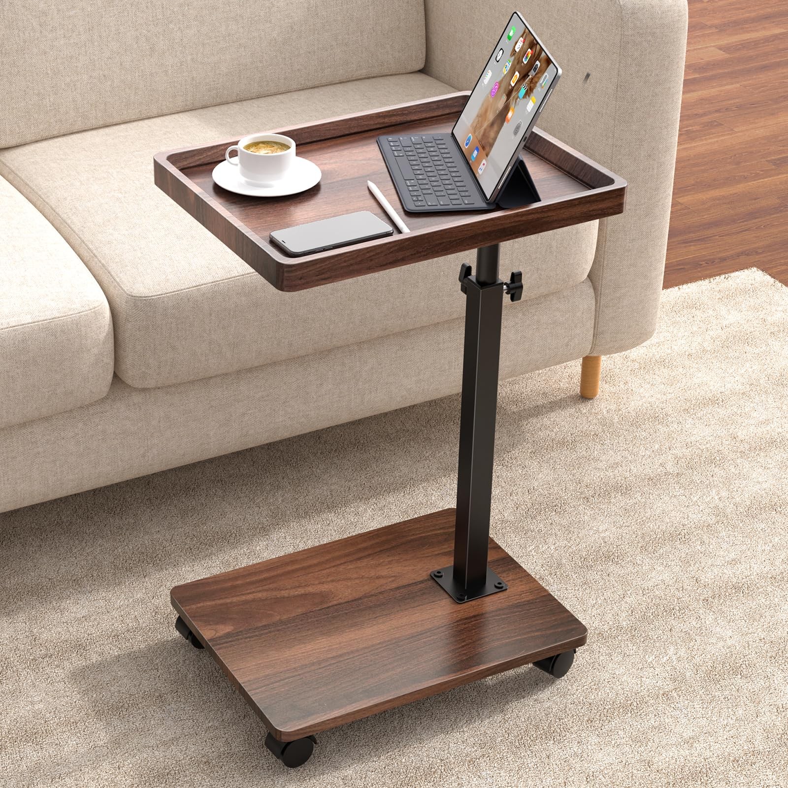 C Table End Table Adjustable Height, 360°Swivel TV Tray Table for Small Space…